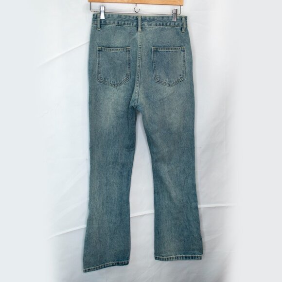 NEW Real Takai High Rise Jeans Juniors Large L Blue Street Flared Hem K06X - Picture 2 of 4